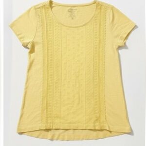 Chico’s Yellow Eyelet Lace Cotton Blend Top - Size 1